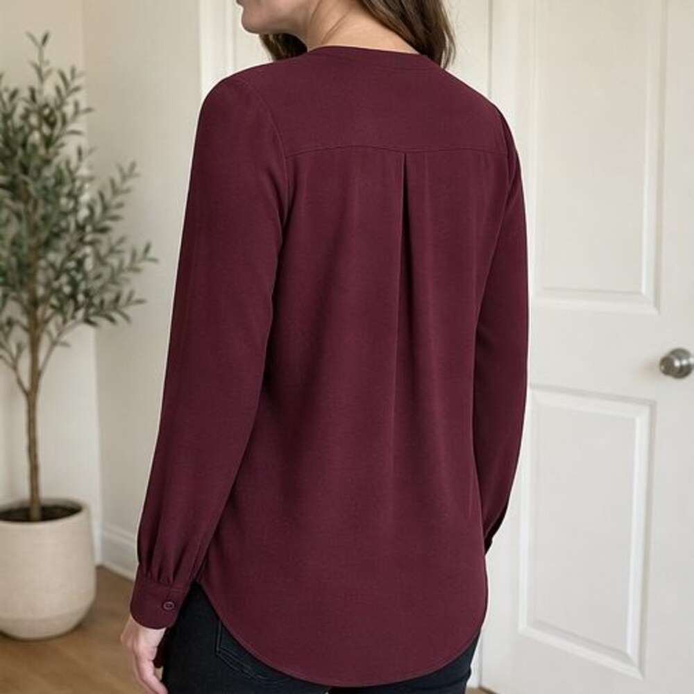 Burgundy Ruffle Blouse - Picture 3 of 6